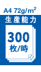 A4 72g/㎡ 生産能力 300枚/時